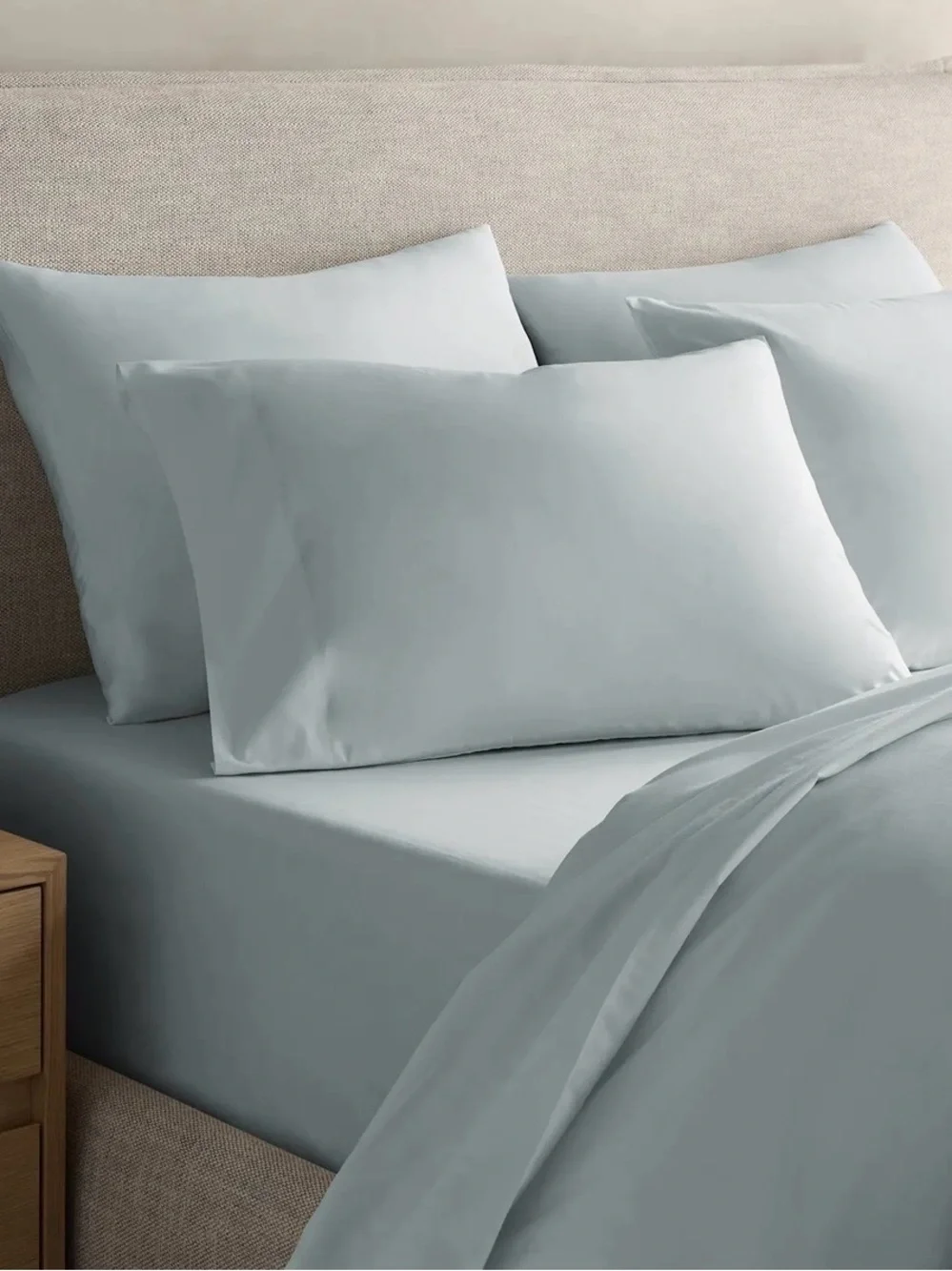 NEW 100% Organic Cotton Crisp Percale Duvet Cover Set, Twin (Mist)